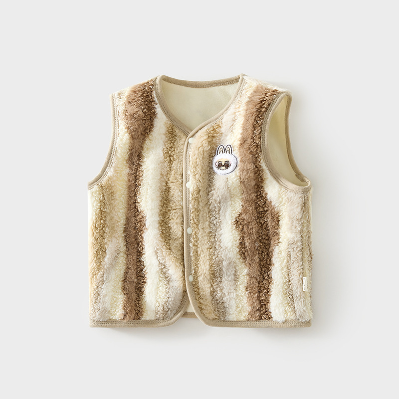 婴儿马甲护肚背心秋冬宝宝儿童坎肩马夹新生儿保暖拉布布毛绒复合