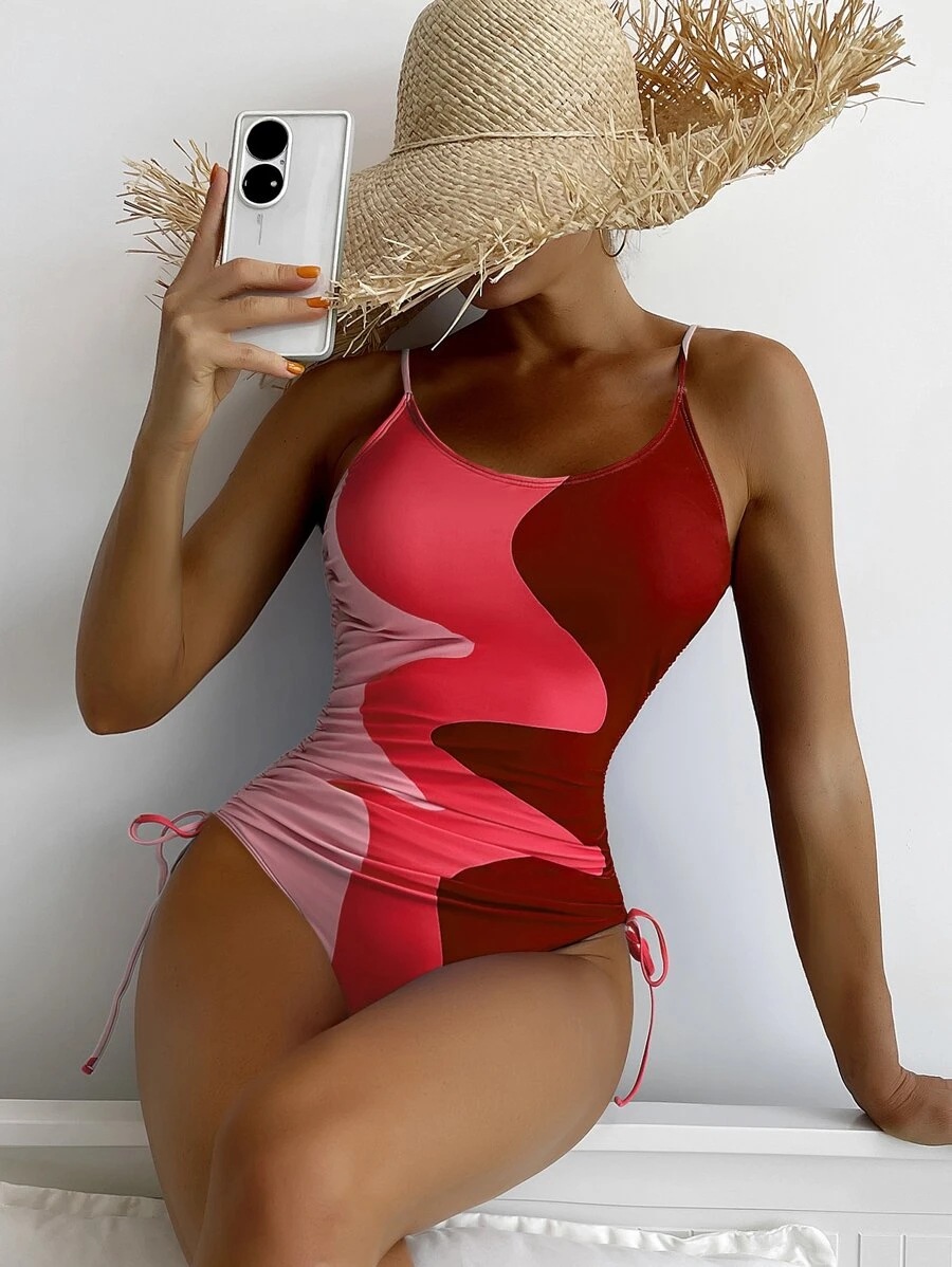 Color Block Pattern Women'S Gender Women's Color Block 1 Piece One Piece
