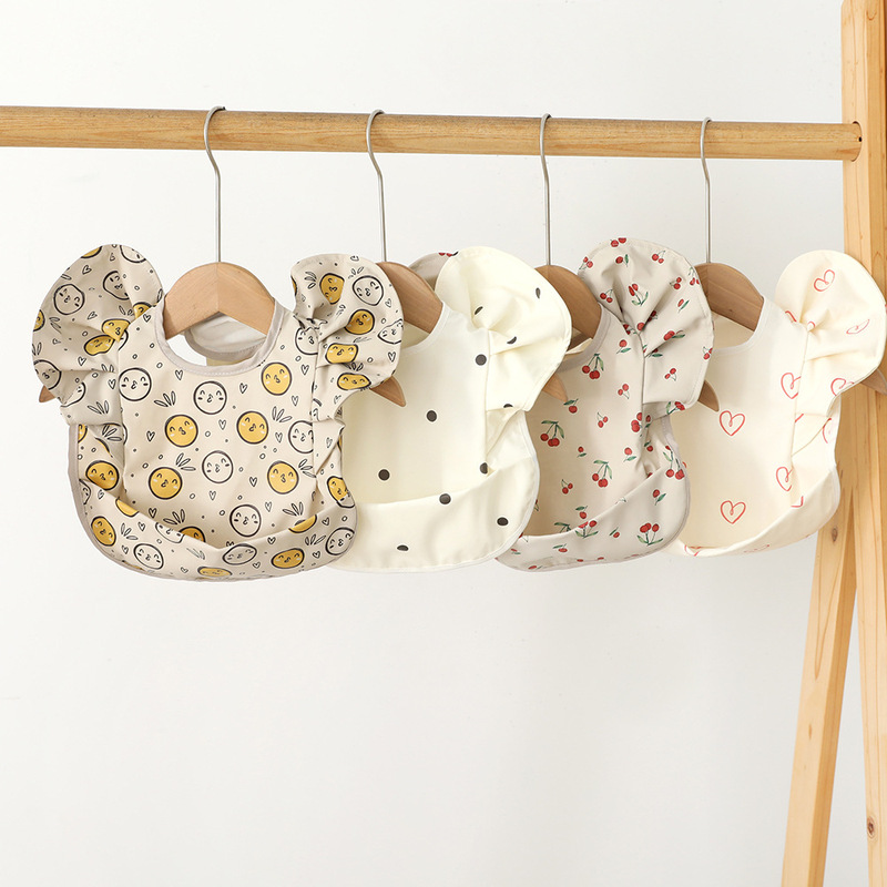 Danish ins Style PU Baby Retro-Dressing Overalls Angel Wings Waterproof Food Bib Baby Food Bag