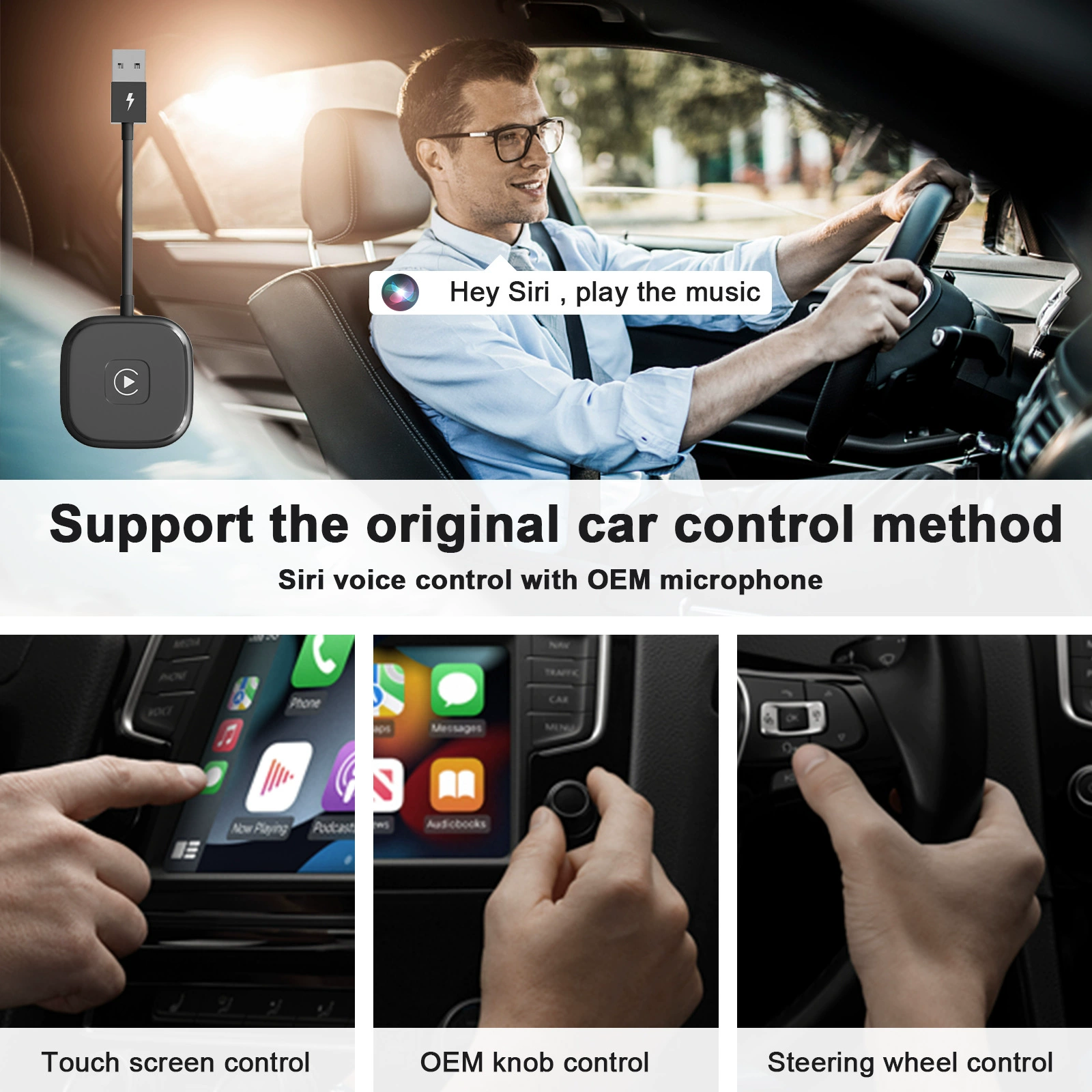 Адаптер беспроводной CarPlay/Android Auto для автомобиля, проводной адаптер в беспроводной бокс, улучшенная версия