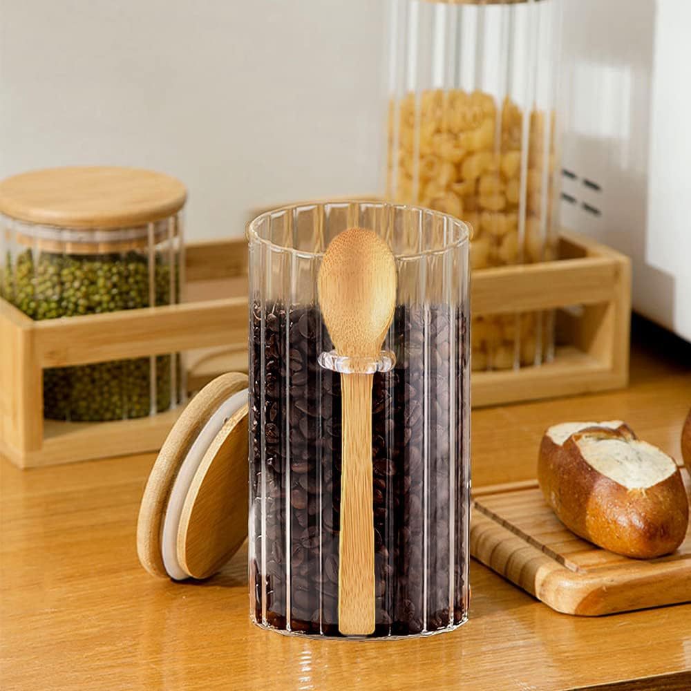 Exportación de vidrio a rayas de borosilicato alto, cuchara colgante, tanque de almacenamiento, tanque de condimento de cocina, Amazon mismo estilo