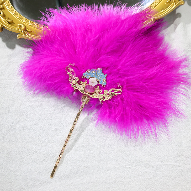 Ventilador de plumas de corona de flores calientes de estilo antiguo se puede usar como pinzas de pelo para tomar fotos accesorios para la cabeza vestidos antiguos super inmortales nuevos accesorios chinos