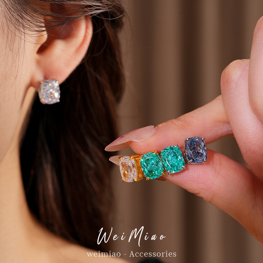 Elegante simple geometría pernos de piedra de silicio estilo frío temperamento personalidad pendientes ligeros de lujo alta sensación de auriculares al por mayor