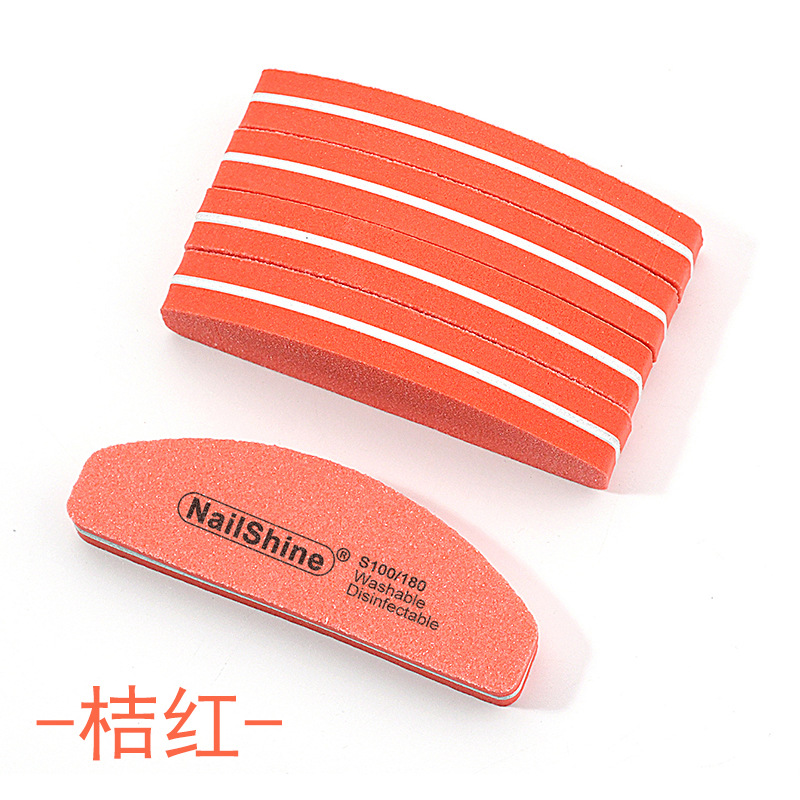 Nailshine-9*3 Mini half-moon sponge-orange red