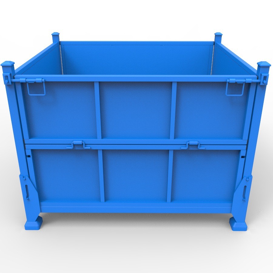 易联生产Q235材质铁箱 钢制周转箱 铁板料箱 可堆垛3层 免费设计