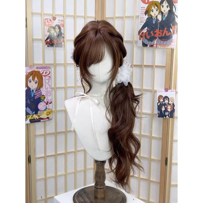 Koni Vintage Japanse stijl lange krullende pruik in chocoladebruin - zacht en lief Lolita volledig hoofdkostuum