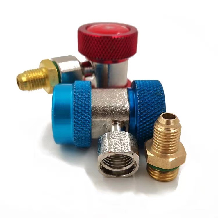 R134a car air conditioner high and low voltage quick connector fluorination tool brass material in-line adjustable connector