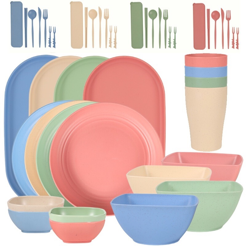 Amazon wheat straw square bowls, plates, cups, cutlery, oval dinner plates, sauce dishes, knives, forks, spoons, chopsticks, cutlery set Amazon wheat straw square bowls, plates, cups, cutlery, oval dinner plates, sauce dishes, knives, forks, spoons, chopsticks, cutlery set