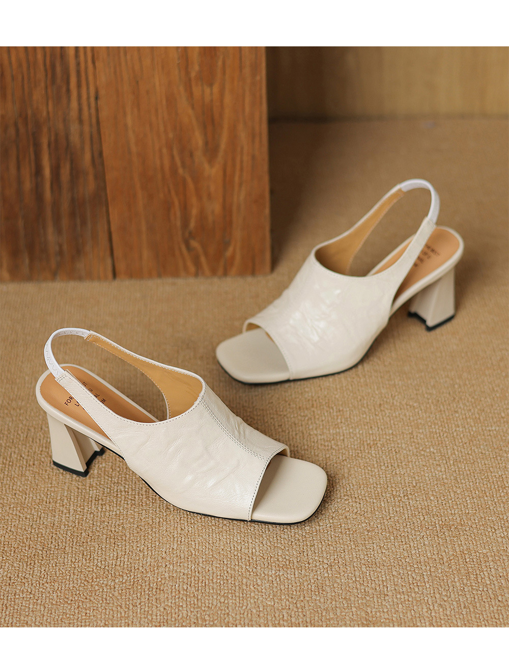 Sandal cao gót nữ hở mũi quai ngang gót vuông 7 cm mũi vuông phong cách Hàn — Đen và cao 7 cm chi tiết 19