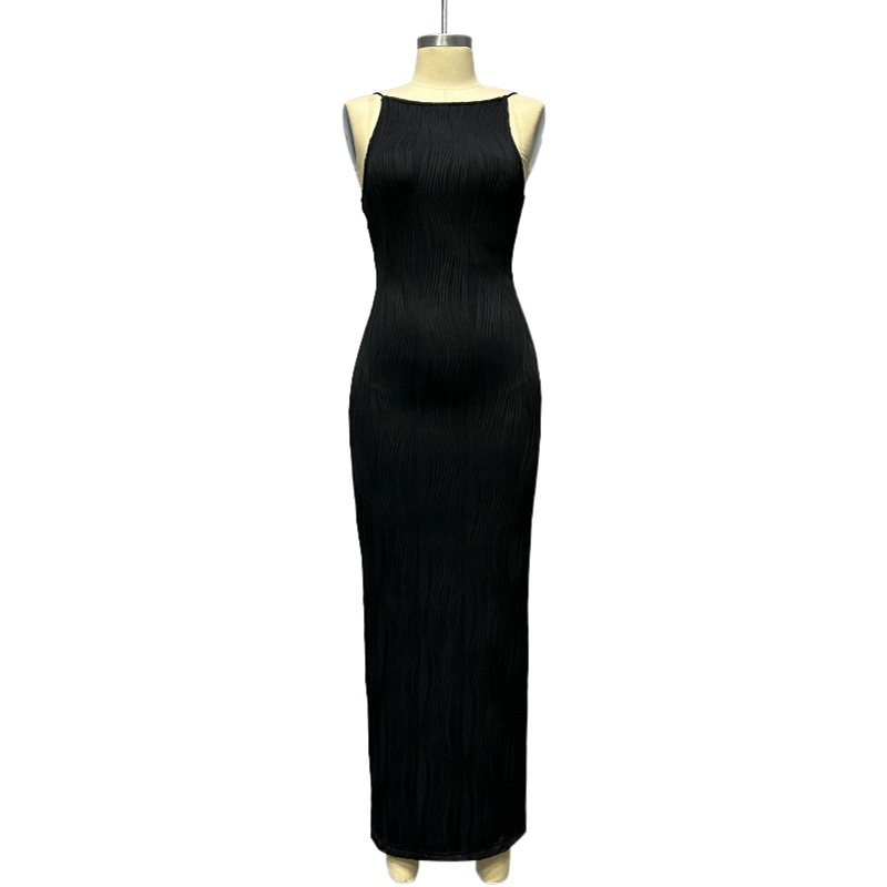 Vestido largo de verano 2024, nuevo estilo europeo y americano, para mujer, con tirantes finos, elegante, sin mangas, ajustado.