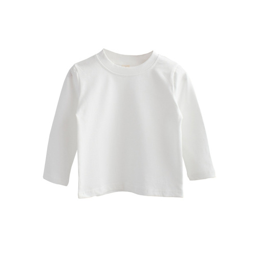 Stretch T, children's T-shirt boys and girls pure cotton long-sleeved bottoming shirt children's baby spring white T-shirt top