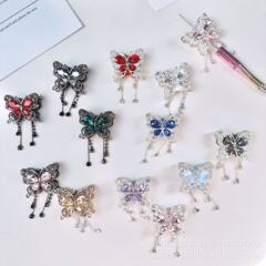 クロスボーダー重工業高級感大蝶流蘇ドリル陶泥DIY携帯チェーンアクセサリー数珠萌粒ペンアクセサリー
