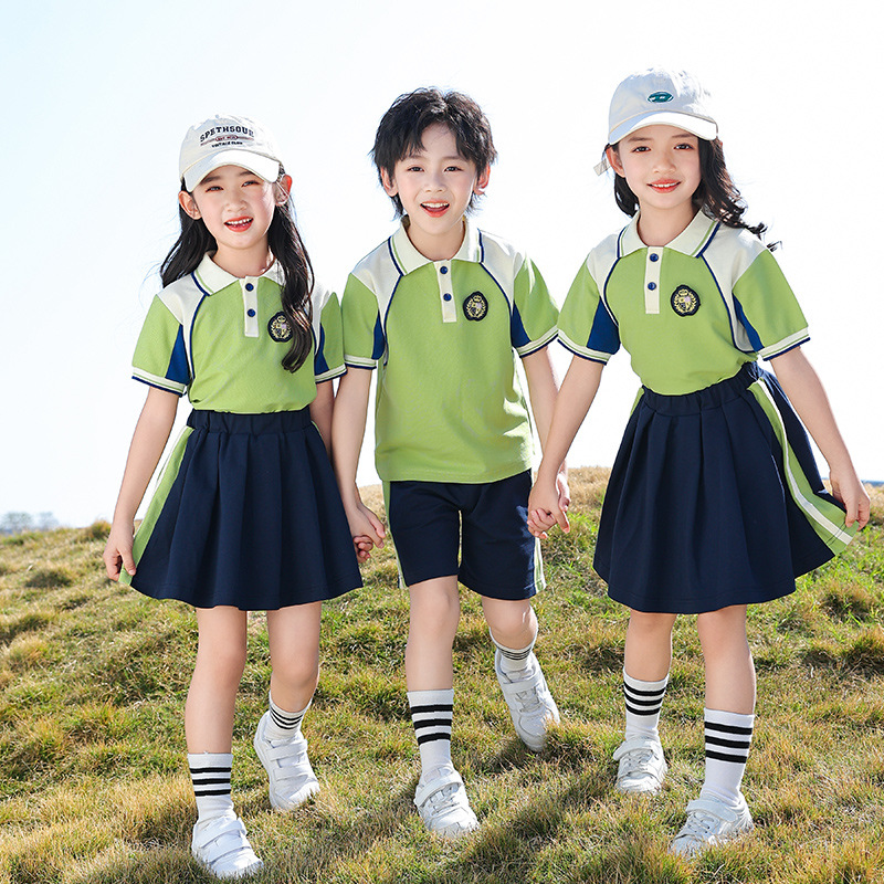Summer kindergarten uniform for primary school students, children's class uniform set, comfortable and loose sports performance attire