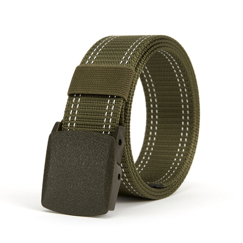 Cross-border nylon belt for men, outdoor sports tactical belt, smooth plastic buckle, metal-free canvas belt