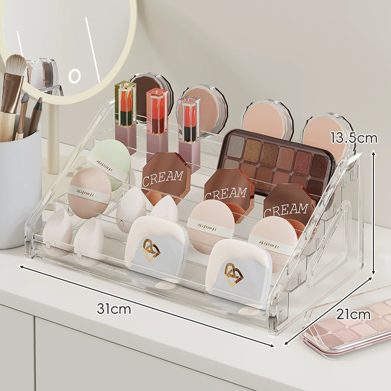 Acrylic Cosmetic Organizer, multi-layer 3–7 tiers, snap-on easy installation