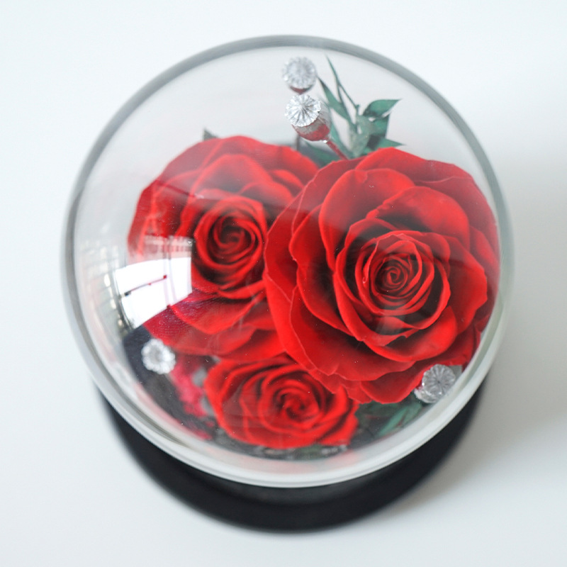 Yunnan Yongsheng flor paisaje cubierta de cristal Rosa fresca decoración Qixi regalo para novia comercio exterior