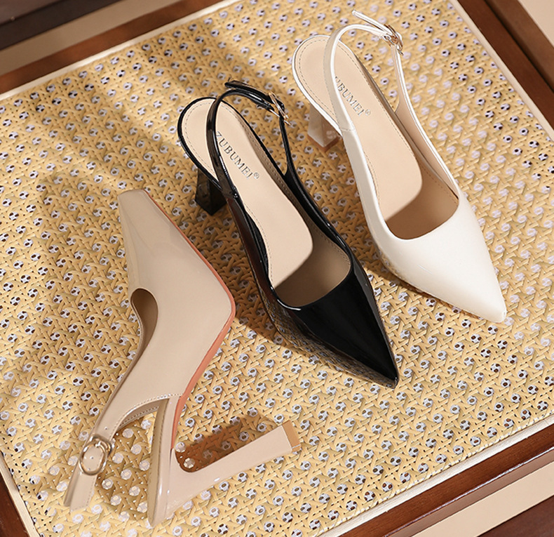 Sandal cao gót nữ mũi nhọn bít mũi hở gót, đế platform trong suốt, gót 10 cm — Nude-10cm chi tiết 10