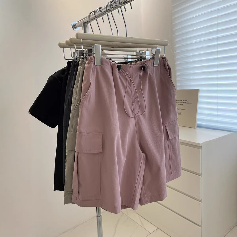 Summer Drawstring Pocket Cargo Shorts for Women, Fashionable Versatile Slimming A-Line Anti-Exposure Short Skirt, Outdoor Quick-Dry Casual Wear Summer Drawstring Pocket Cargo Shorts for Women, Fashionable Versatile Slimming A-Line Anti-Exposure Short Skirt, Outdoor Quick-Dry Casual Wear