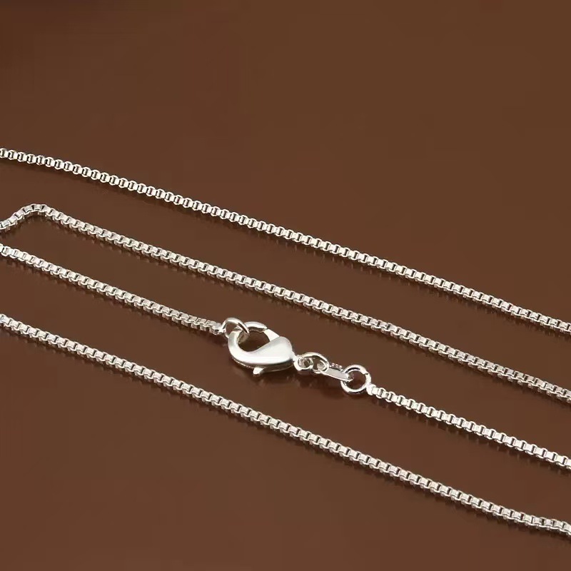 Factory Wholesale Hot-Selling European and American Style Platinum-Plated Necklace 1mm 0.8mm Box Chain Fashion Necklace Jewelry
