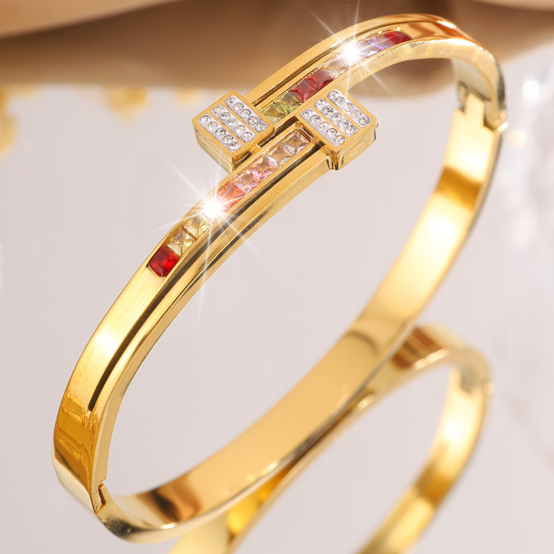 Family Gathering, Date, Tea Party Occasion Titanium Steel Material Vintage Style Classic Style Geometric Titanium Steel Bangle In Bulk