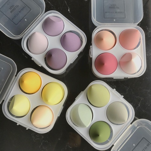 Thailand BEAUTY BUFFET Beauty Egg Set Box Sponge Powder Puff Fits Dry and Wet Use and Enlarges When in Water, 4 Pack