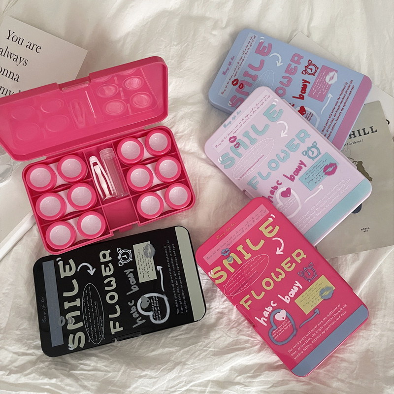 American Creative Text Contact Lens Box, Simple and Portable Contact Lens Box, Companion Care Box, Contact Lens Storage Box, Six Packs