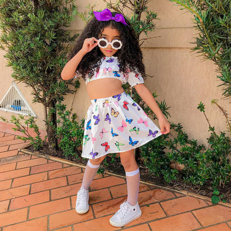 Fashion Butterfly Printing Polyester Girls Clothing Sets display picture 5