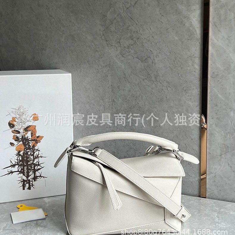 白色puzzle2.0几何拼接包包女 真粒面小牛皮 箱包 手提斜跨小包