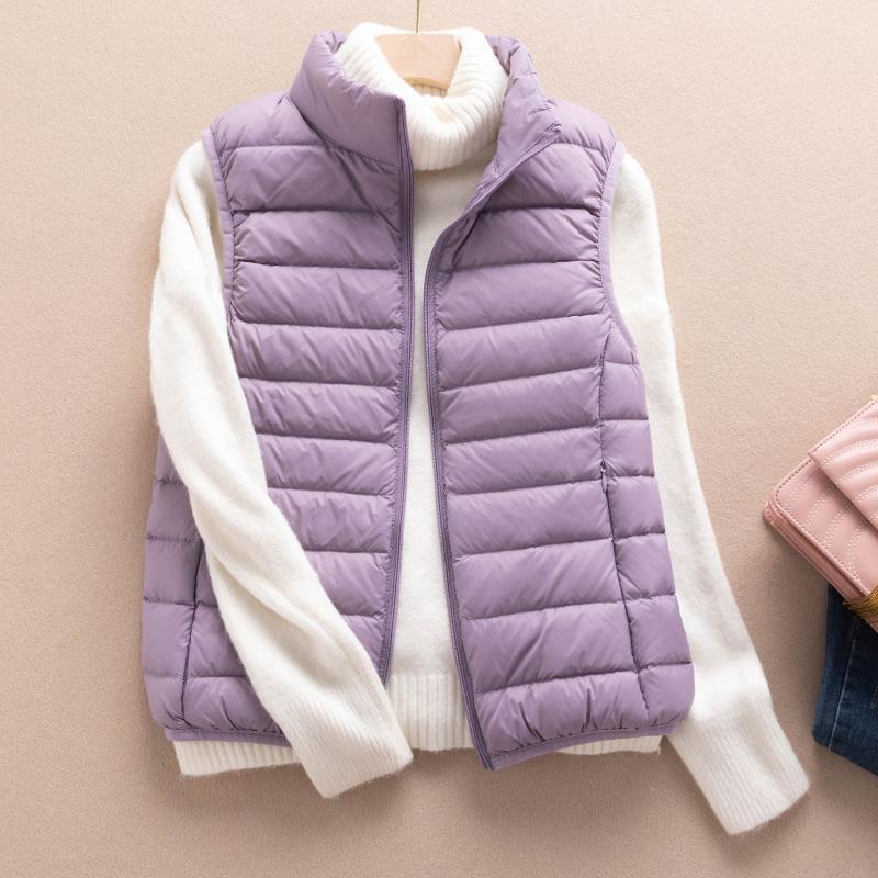 2023 Autumn New Lightweight down Vest Stand Collar Waistcoat Short Large Size down Jacket Women's 90 White Duck down Vest