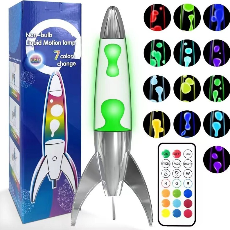 Factory Direct Sales Color Changing Led Rocket Lava Lamp Jellyfish Night Light Atmosphere Lamp European and American Stylelava Lamp Wholesale