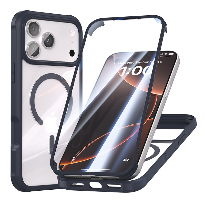 适用iPhone 17Promax透明防摔手机壳苹果16pro双面玻璃保护套跨境|undefined
