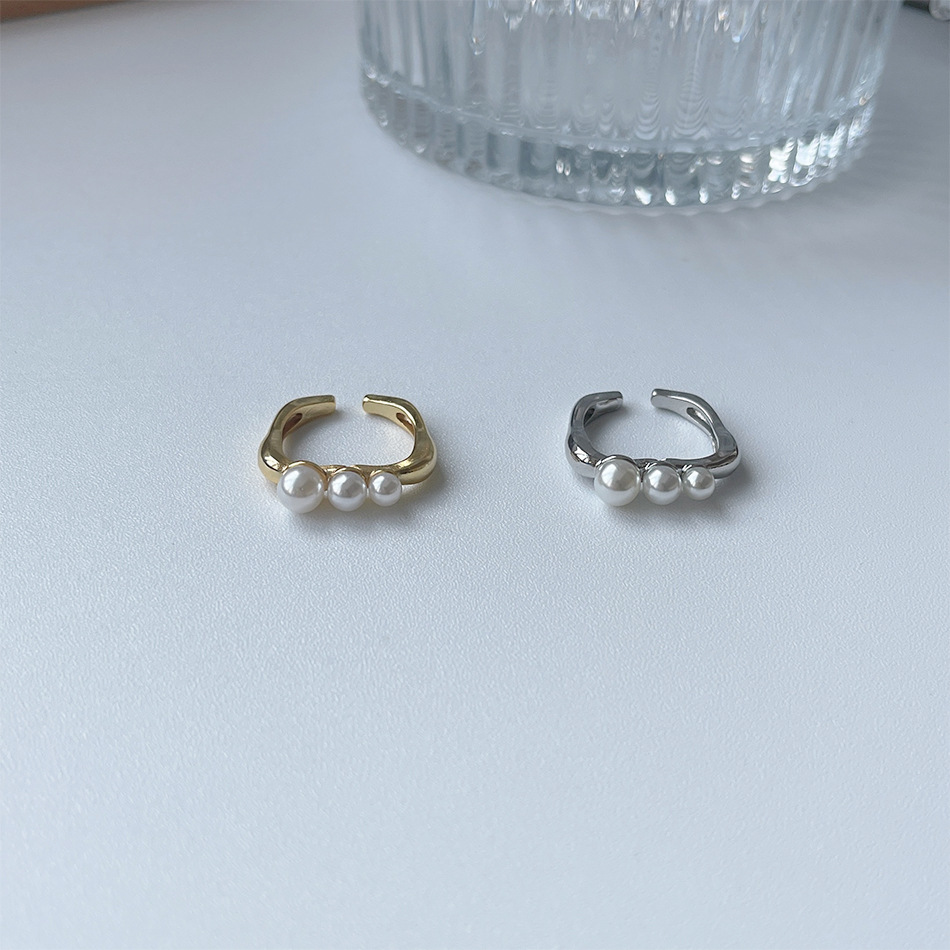 Fashion Geometric Copper Artificial Pearls Open Ring