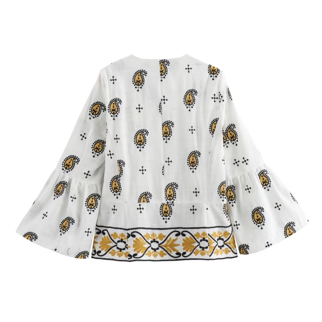 Women's clothing 2024 summer new embroidered cardigan suit jacket wide leg pants set_voghion.com