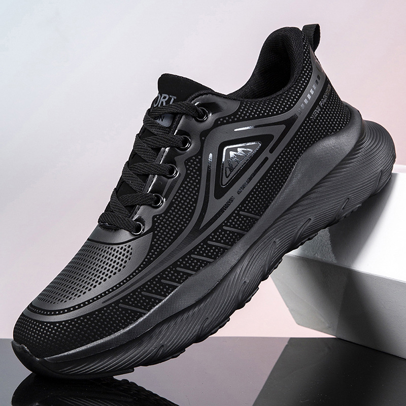 Cross-Border Men's Shoes, Spring and Autumn Water-Repellent Leather Sports Shoes, Breathable and Wear-Resistant Casual Running Shoes, Anti-Odor Work Mesh Shoes