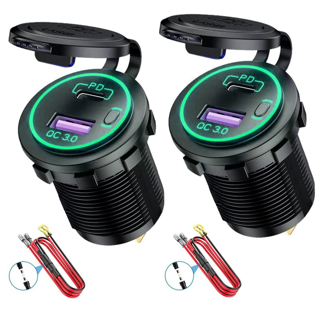 Зарядное устройство для автомобиля с QC3.0 быстрая зарядка, двойной USB, автомобильная зажигалка 24В, грузовик, PD быстрая зарядка
