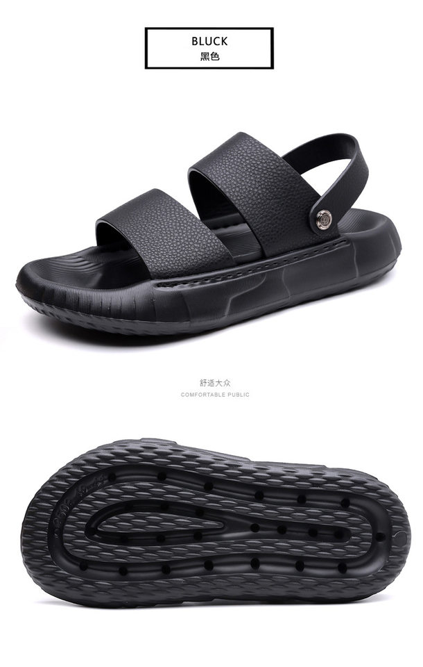 Dép lê nam da bò lớp trên cùng, đế dày, mặt mềm, kiểu sandal đi biển — GA06 màu đen, Màu nâu GA06 chi tiết 20