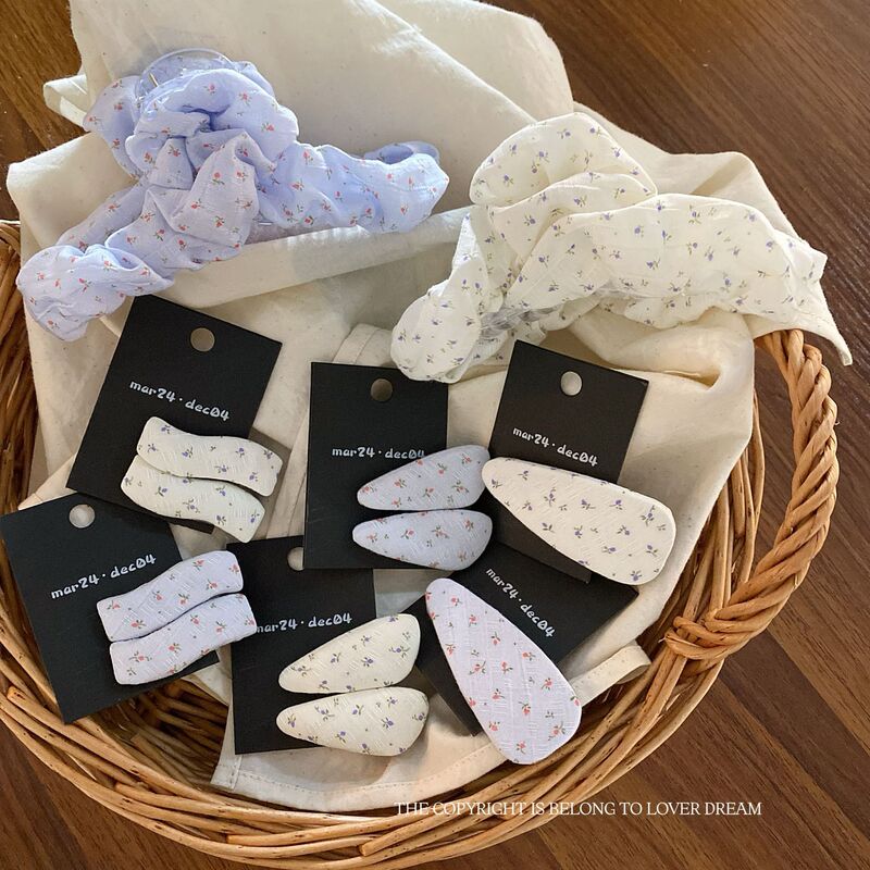 South Korea Ins New Style Rice White Purple Small Floral Fabric Hairpin Sweet Fresh Style Bangs Clip Hair Accessories for Women