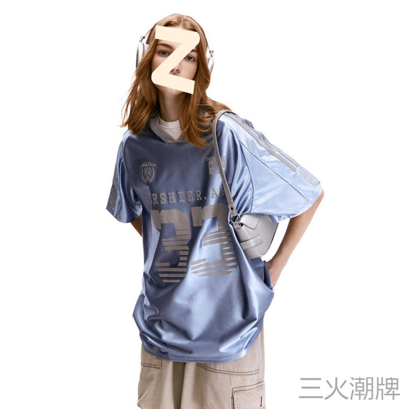 American Ice Hockey Clothing jerseyfit Jersey Sports Vintage Breathable Short-sleeved T-shirt Men's and Women's Loose Trendy Top