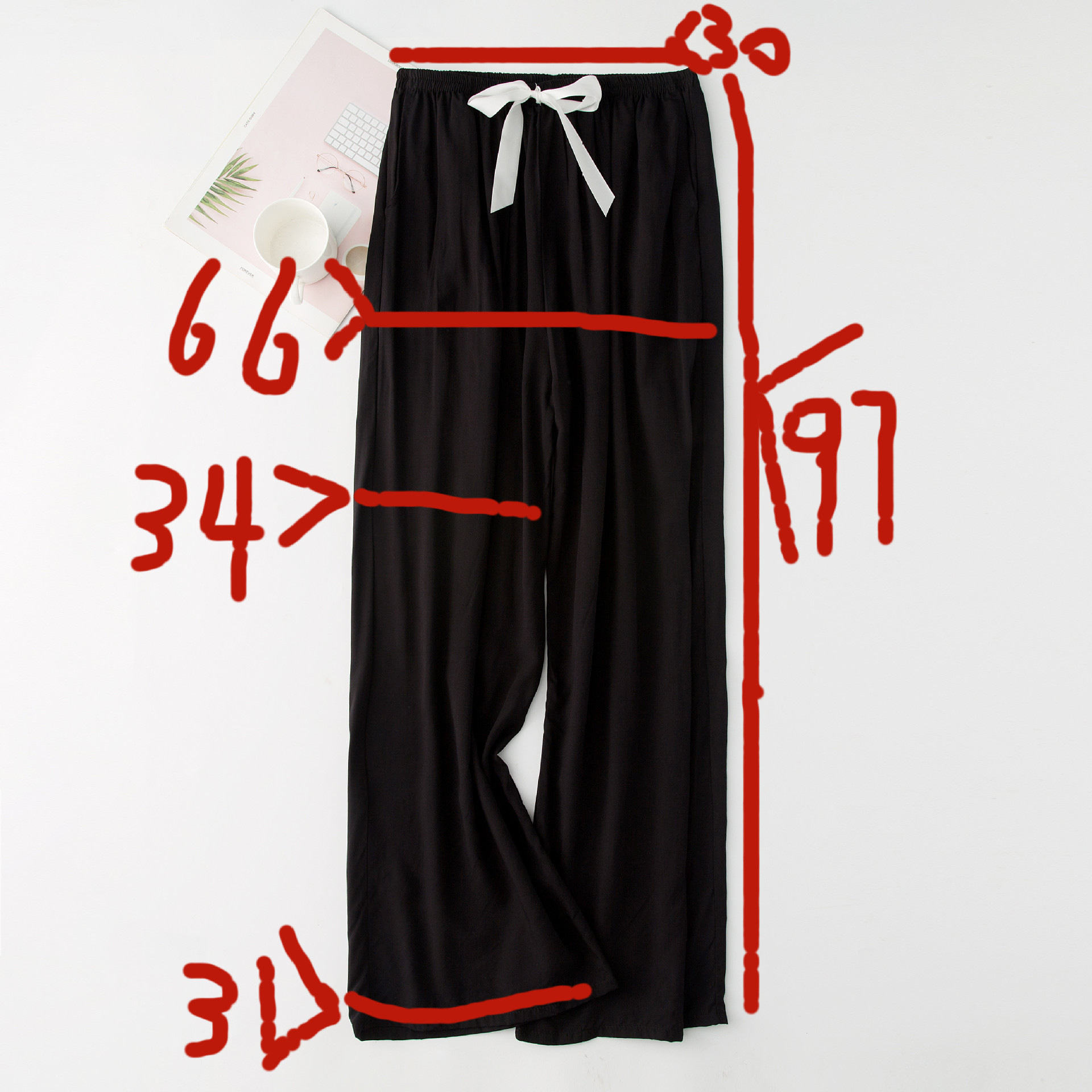 Pyjamahose aus Baumwolle und Seide für den Sommer, neue einfarbige, hohe Taille, Bonbonhose mit weitem Bein, dünne Außentasche_voghion.com