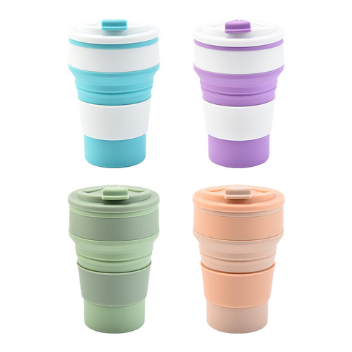 Silicone folding water cup, extendable sports water cup, coffee cup, outdoor foldable cup 500ML silicone water bottle
