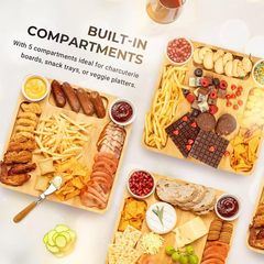 木製まな板家庭用キッチン皿デスクトップ調理チーズ板実木分格皿果物菓子収納皿