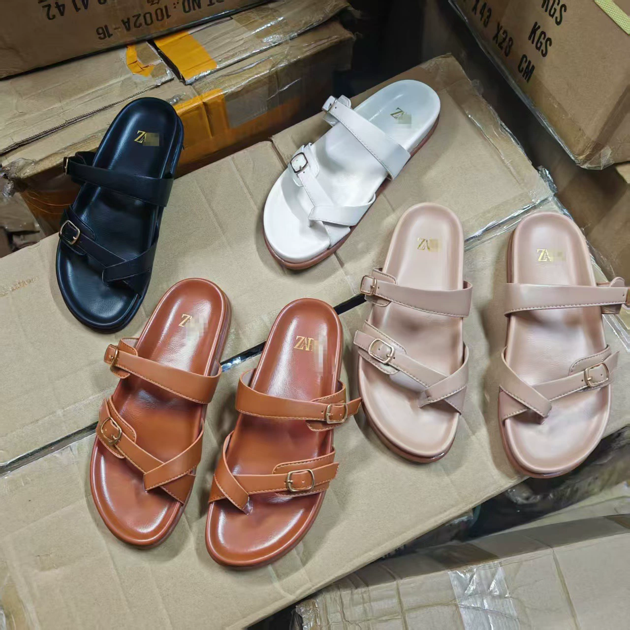 Za summer new style sponge cake sole sandals comfortable toe sandals large size women's shoes women ladies shoes
