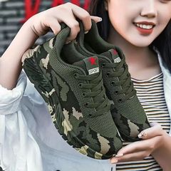 Spring Couple Workwear Camo Shoes Soft Sole Breathable Student Military Training Running Outdoor Hiking Shoes