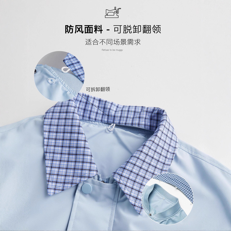 格纹拼接外套男春秋款潮牌翻领夹克休闲可拆卸复古领防风上衣男装|undefined