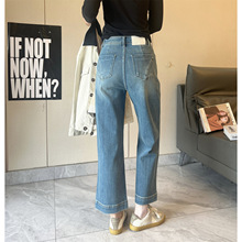 2025自制限量绣线蓝牛！四面弹双工艺水洗九分裤秋季直筒牛仔裤女