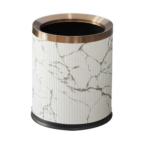 High-end Chinese-style trash bin for home use, suitable for living room, bedroom, study room, without lid, personalized creative ink and leather style, office and car use.