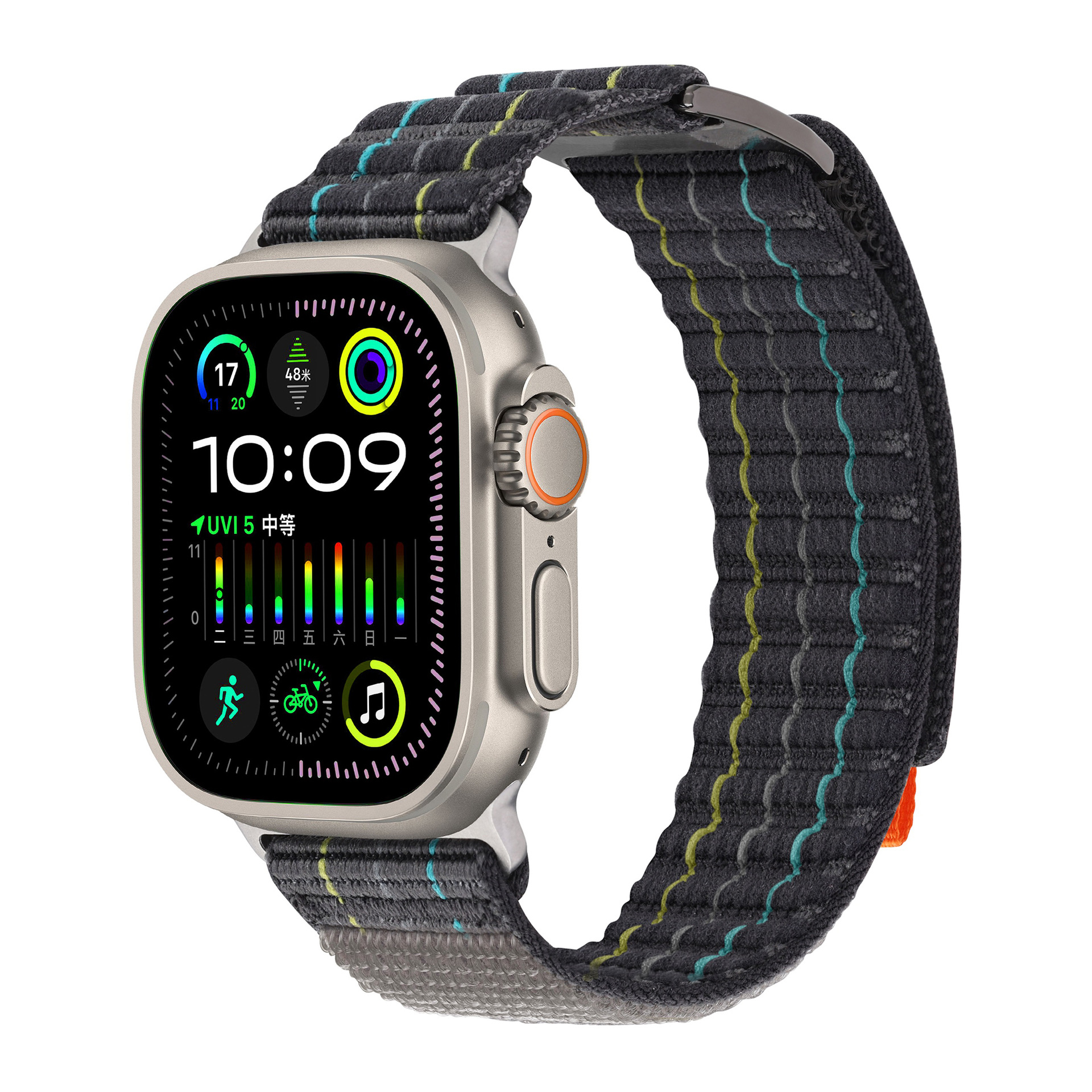 Suitable for apple watch3456789, double-section leather-coated nylon loop strap, Apple 10 strap undefined