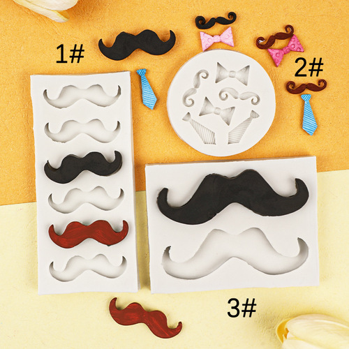 Father's Day Men's Tie Bow Tie Mustache Butterfly Tie Silicone Mold Fondant Cake Decoration Dried Petal Shape Mold