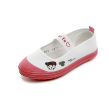 企业采购儿童体操鞋宝宝幼儿园室内一脚蹬男女童舞蹈鞋小白帆布鞋