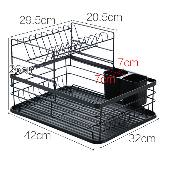 Multifuncional doble capa palillos platos y platos de hierro forjado platos y cubiertos almacenamiento de platos de drenaje artículos de cocina